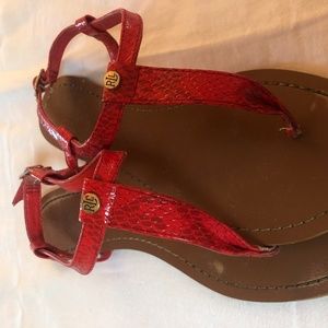 Ralph Lauren Red Snakeskin Sandals